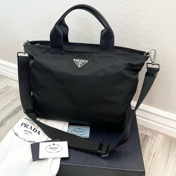 Prada Handbags - Prada Black Tessuto Crossbody Bag